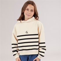 Calvin Klein Girls Hoodie White Cap Gray/CK Black White Cap Gray/ Ck Black