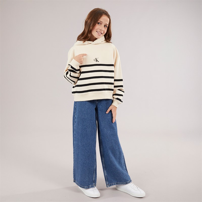 Calvin Klein Girls Hoodie White Cap Gray/CK Black White Cap Gray/ Ck Black