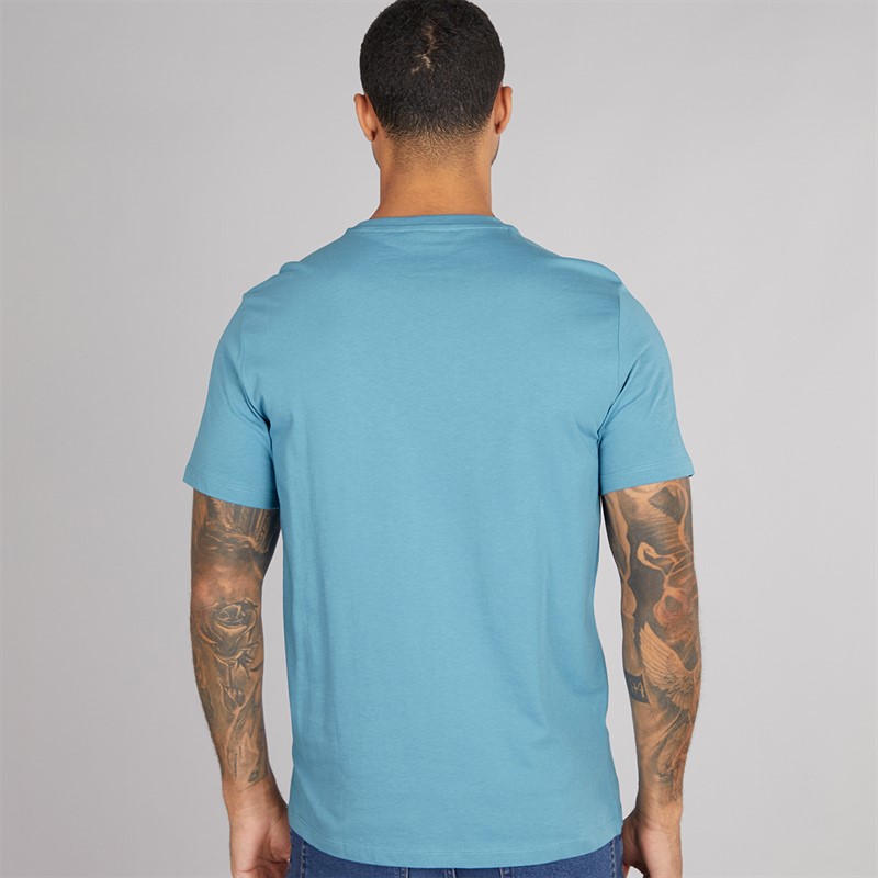 Calvin Klein Mens Solid Crew Neck T-Shirt Blue Steam
