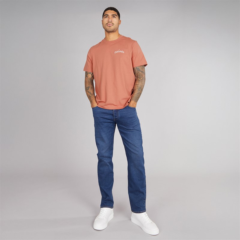 Calvin Klein Mens Chain Stitch T-Shirt Sunset Rose