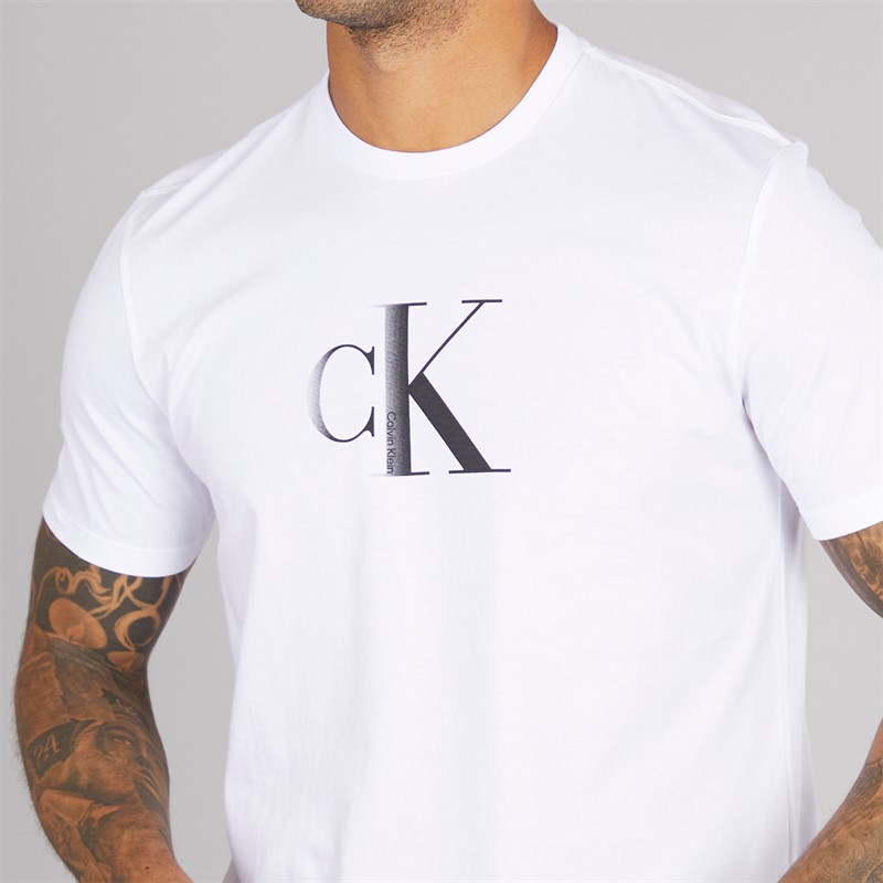 Calvin Klein Mens Center Monogram T-Shirt Brilliant White