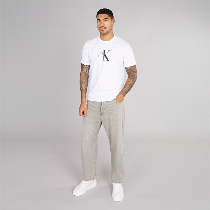 Calvin Klein Mens Center Monogram T-Shirt Brilliant White