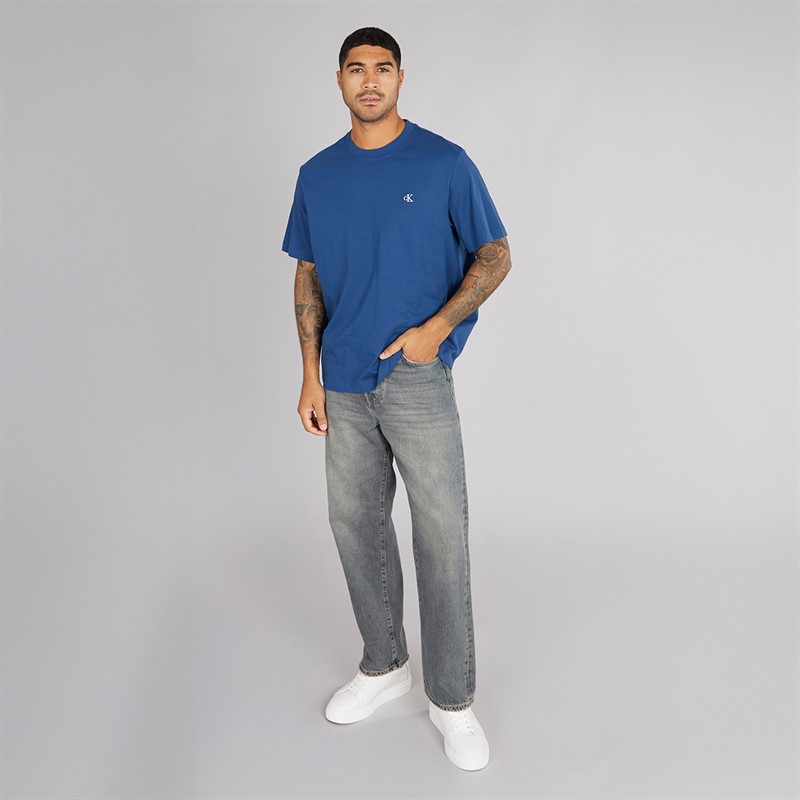 Calvin Klein Mens Easy Monogram T-Shirt Blue Jean