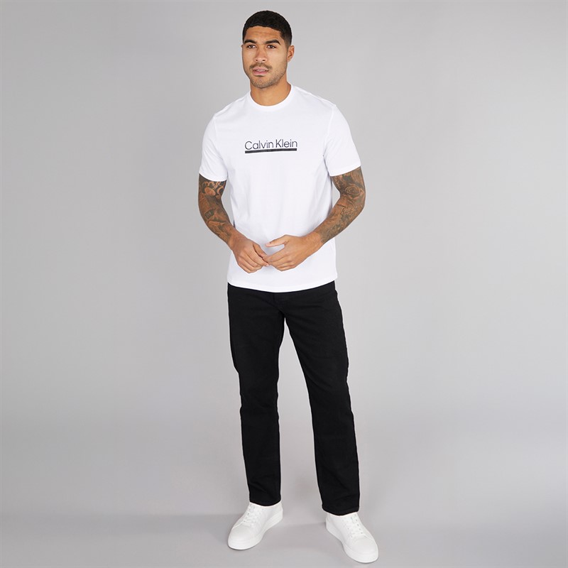 Calvin Klein Mens Tape Graphic T-Shirt Bright White