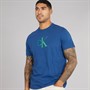 Calvin Klein Mens Center Monogram T-Shirt Blue Jean