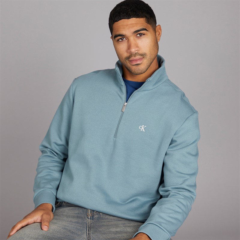 Calvin Klein Mens Fleece Quarter Zip Sweatshirt Trooper