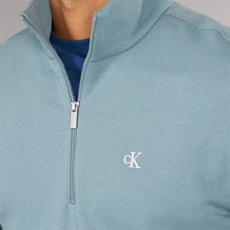 Calvin Klein Mens Fleece Quarter Zip Sweatshirt Trooper