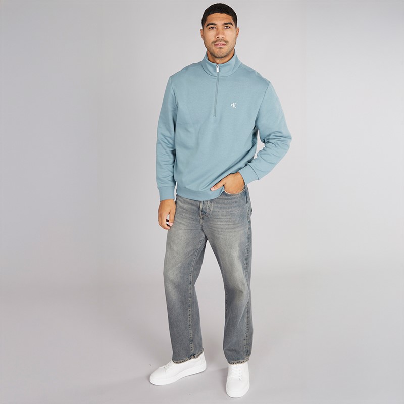 Calvin Klein Mens Fleece Quarter Zip Sweatshirt Trooper