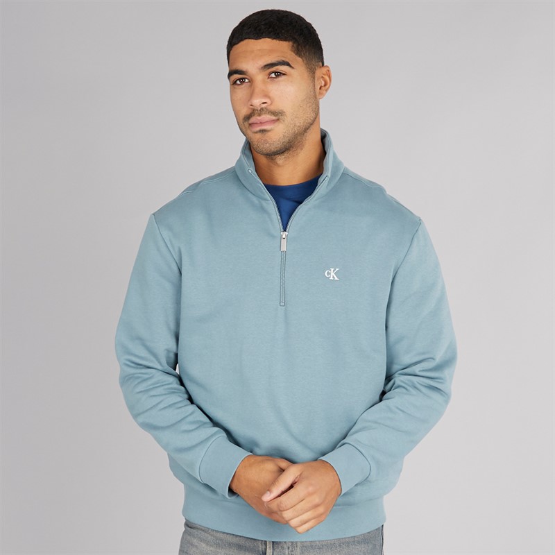 Calvin Klein Mens Fleece Quarter Zip Sweatshirt Trooper