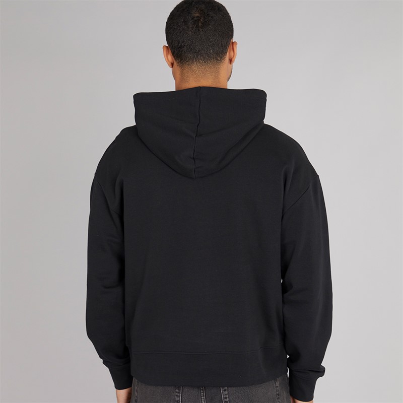 Calvin Klein Mens Long Sleeve Logo Terry Hoodie Black