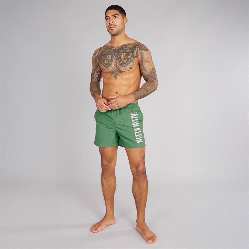 Calvin Klein Mens Drawstring Swim Shorts Wild Green
