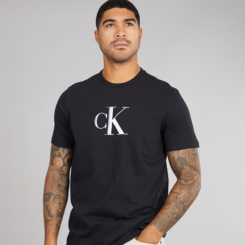 Calvin Klein Mens Center Monogram T-Shirt Black