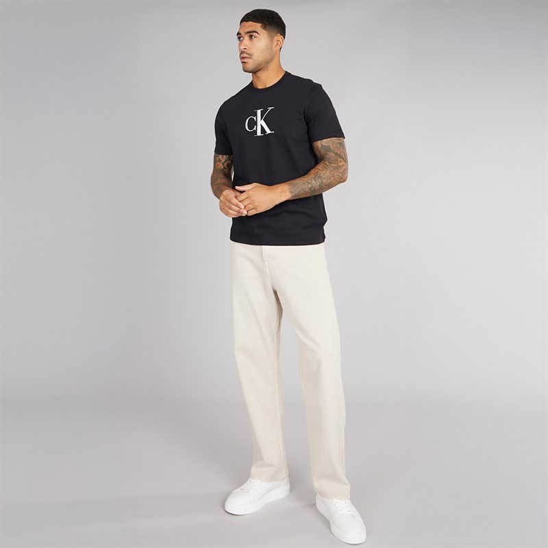 Calvin Klein Mens Center Monogram T-Shirt Black