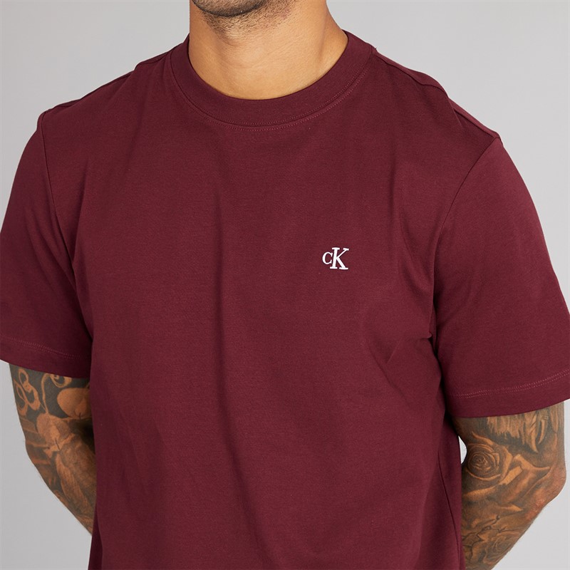 Calvin Klein Mens Easy Monogram T-Shirt Deep Rouge
