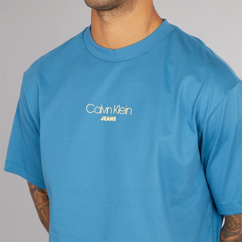 Calvin Klein Mens Relaxed Graphic T-Shirt Bluesteel