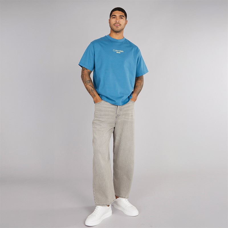 Calvin Klein Mens Relaxed Graphic T-Shirt Bluesteel