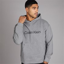 Calvin Klein Mens Long Sleeve Logo Terry Hoodie Medium Grey Heather