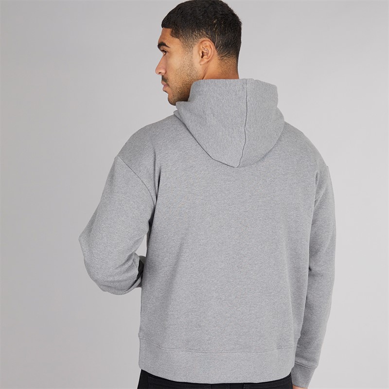 Calvin Klein Mens Long Sleeve Logo Terry Hoodie Medium Grey Heather