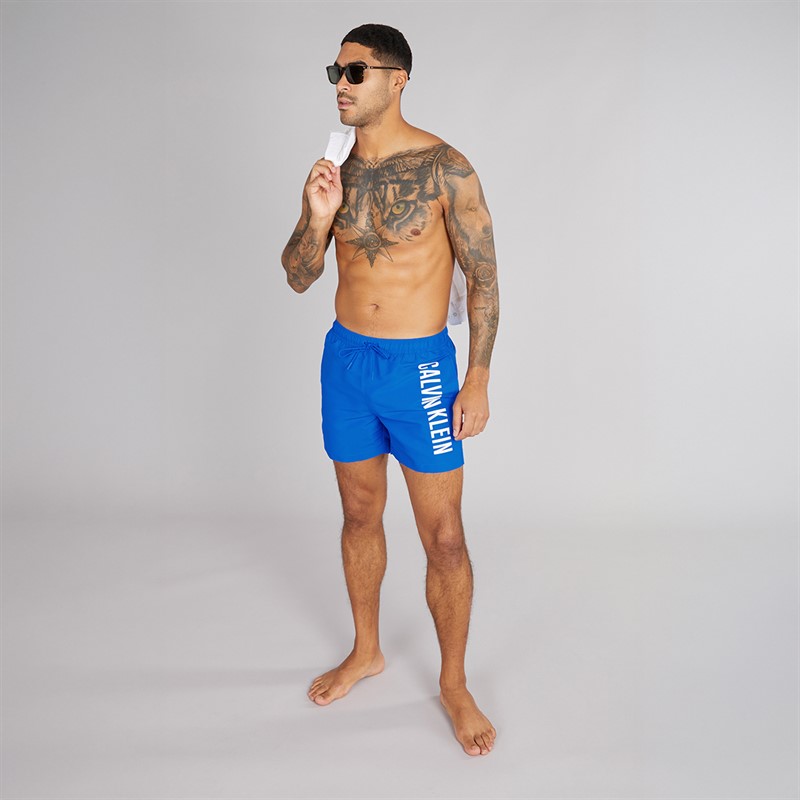 Calvin Klein Mens Medium Drawstring Swim Shorts Patch Of Blue