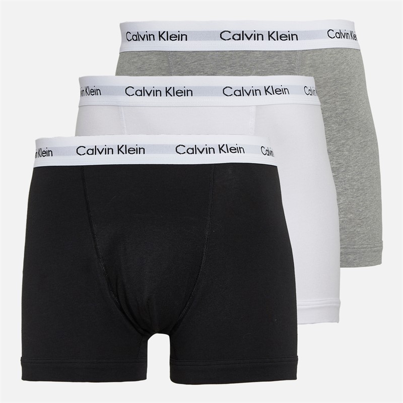 Calvin Klein Herren Baumwolle Stretch Dreier Pack Boxer Trunks Schwarz/Grey Heather/Weiß