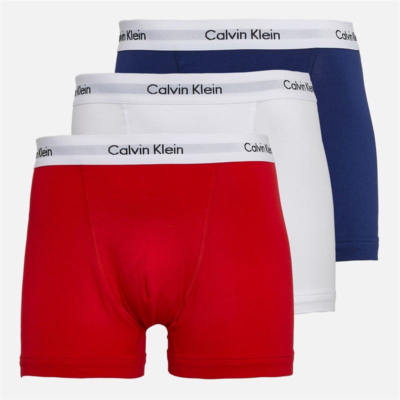 Calvin Klein Herren Baumwolle Stretch Drei Boxer Pack Slips Weiß/Rot
