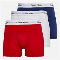 Calvin Klein Heren Katoen Stretch Drie Boxer Pak Onderbroeken Wit/Rood