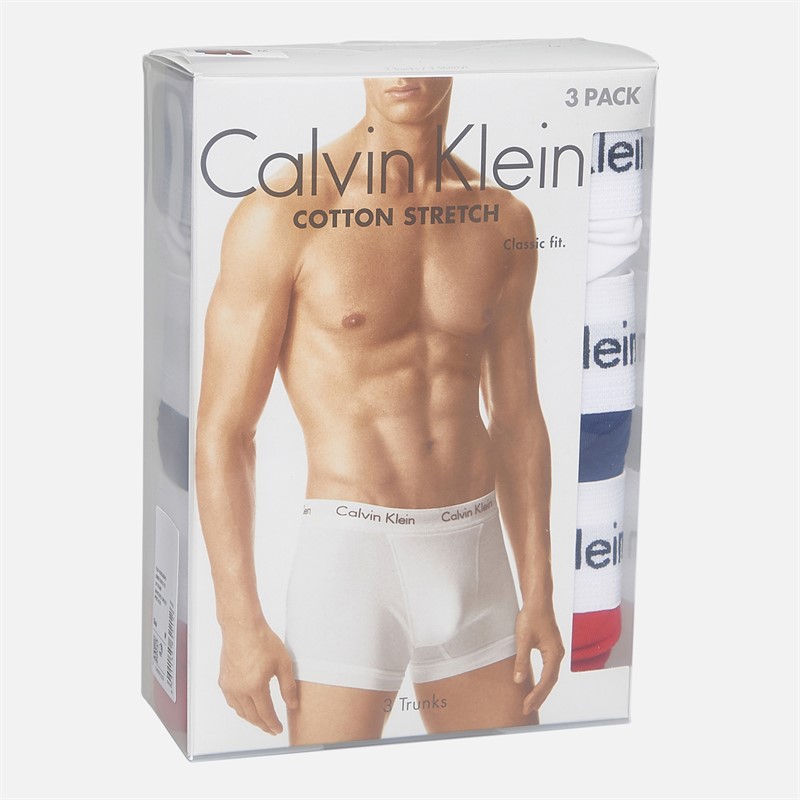 Calvin Klein Herren Baumwolle Stretch Drei Boxer Pack Slips Weiß/Rot