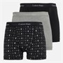 Calvin Klein Herren Baumwolle Stretch Dreier Pack Boxer Trunks Schwarz/Grey Heather/Subdued Logo