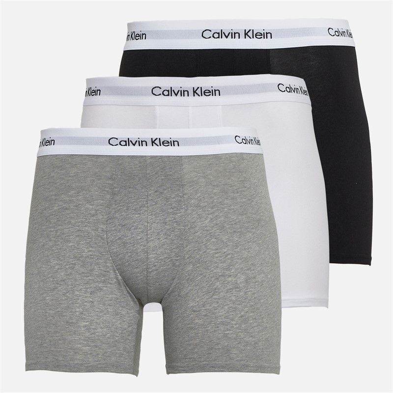 Calvin Klein Herren Baumwolle Stretch Drei Pack Boxerslips Schwarz/Grey Heather/Weiß
