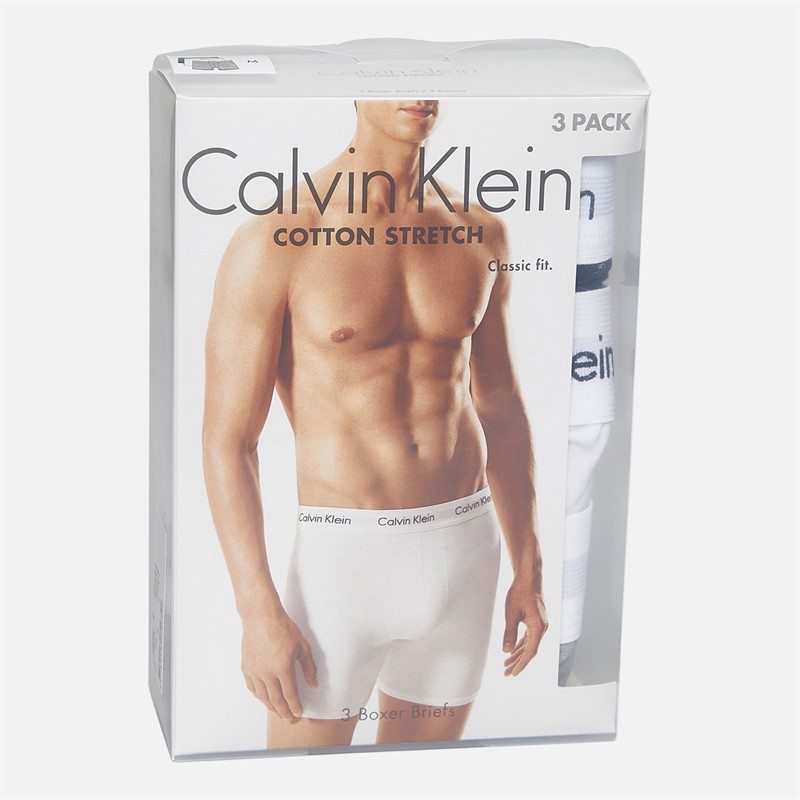 Calvin Klein Herren Baumwolle Stretch Drei Pack Boxerslips Schwarz/Grey Heather/Weiß