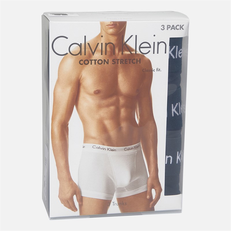 Calvin Klein Herren Baumwolle Stretch Dreier Pack Boxer Trunks Schwarz/Schwarz