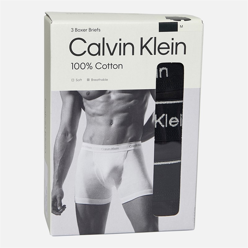 Calvin Klein Herren Baumwolle Stretch Drei Pack Boxerslips Schwarz