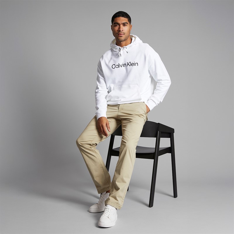 Calvin Klein Mens Hero Logo Hoodie Bright White