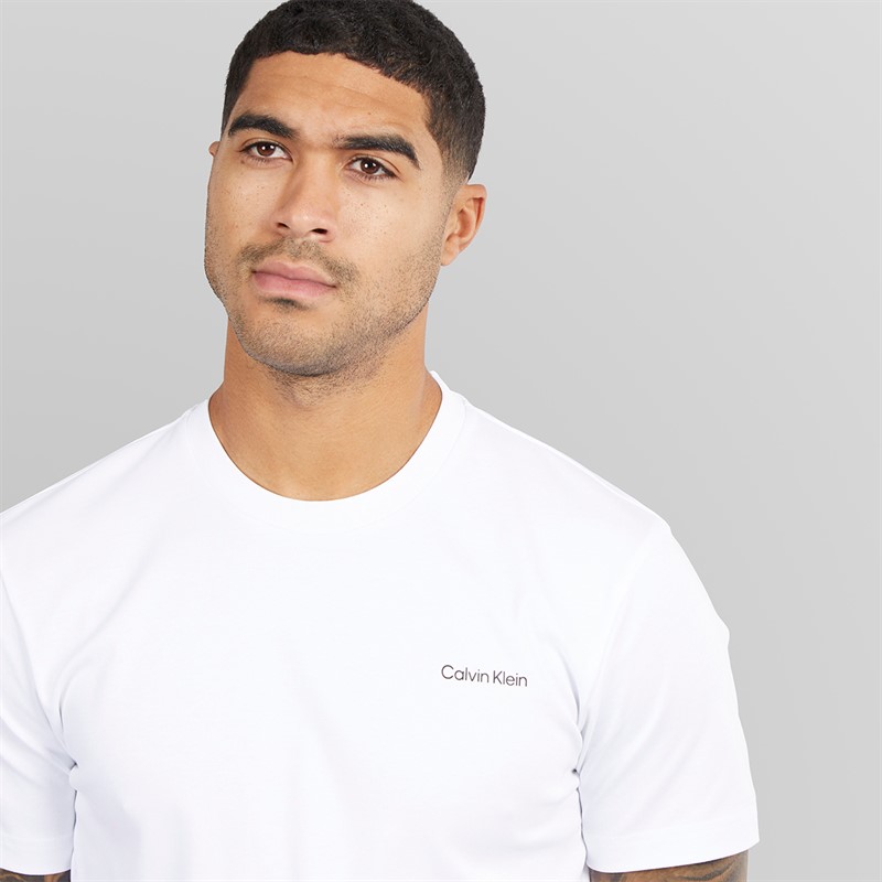 Calvin Klein Mens Micro Logo Interlock T-Shirt Bright White