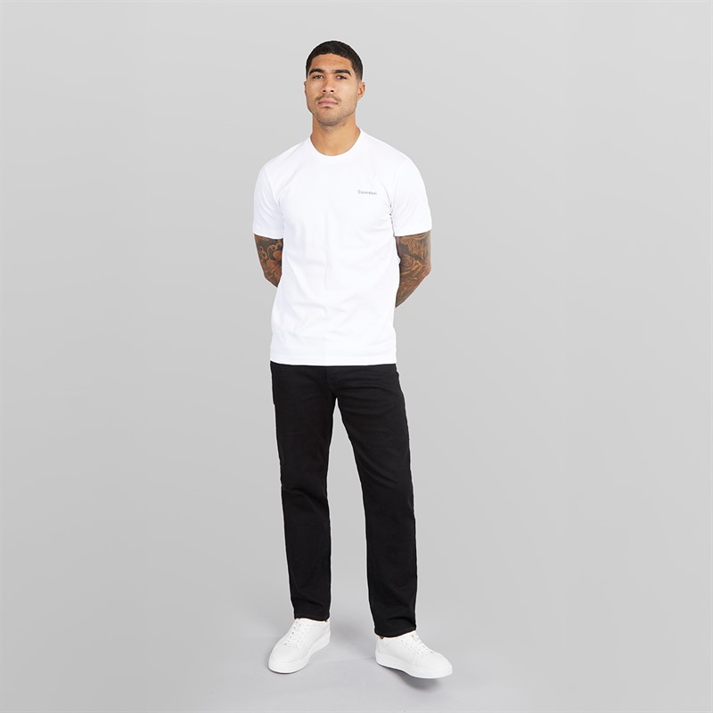 Calvin Klein Mens Micro Logo Interlock T-Shirt Bright White
