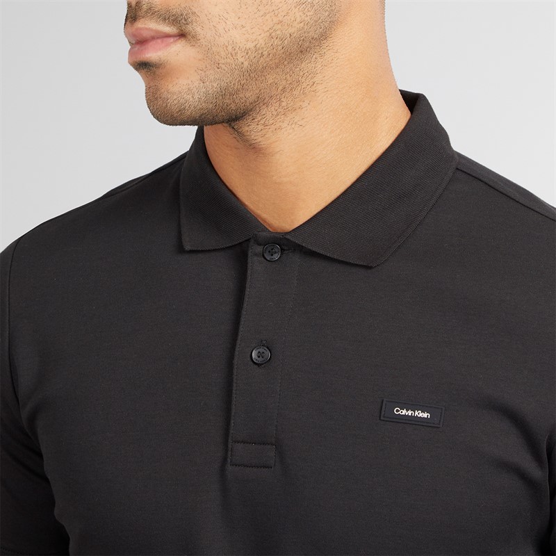 Calvin Klein Mens Smooth Cotton Slim Polo Shirt CK Black