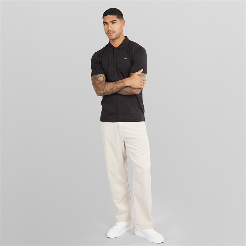 Calvin Klein Mens Smooth Cotton Slim Polo Shirt CK Black