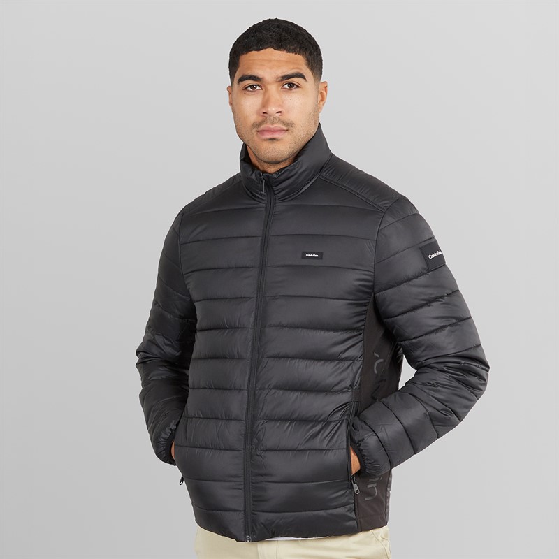 Calvin Klein Mens Side Logo Puffer Jacket Ck Black