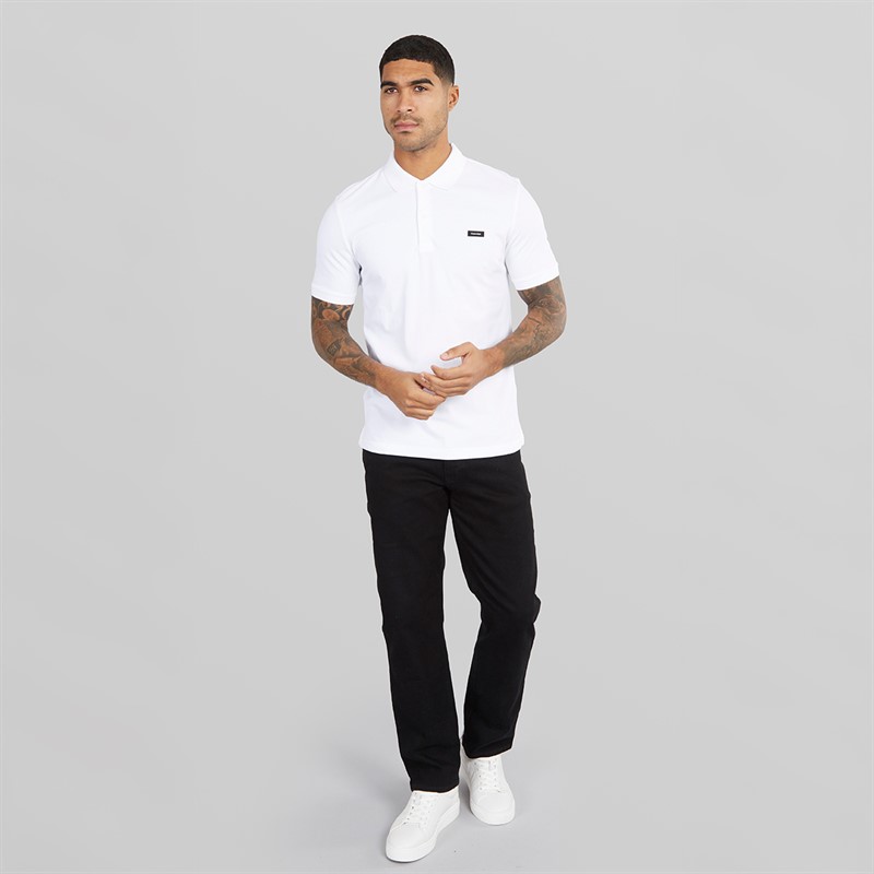 Calvin Klein Mens Stretch Pique Slim Polo Shirt Bright White
