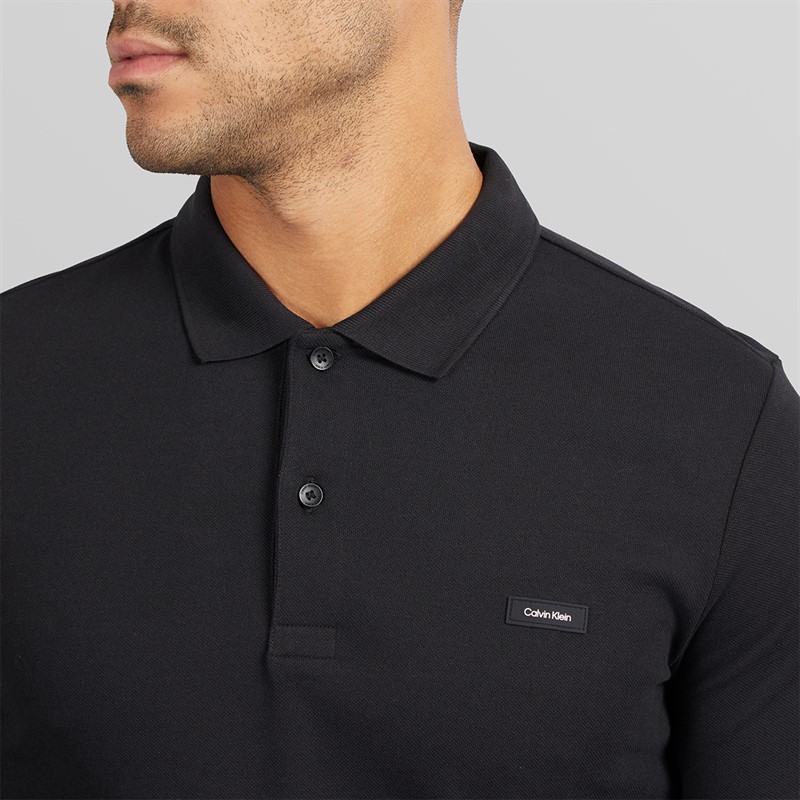 Calvin Klein Mens Stretch Pique Slim Polo Shirt CK Black
