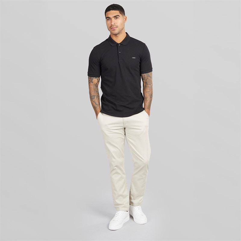 Calvin Klein Mens Stretch Pique Slim Polo Shirt CK Black