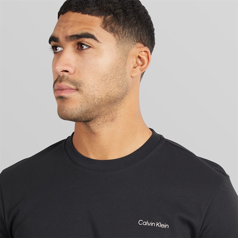 Calvin Klein Mens Micro Logo Interlock T-Shirt Ck Black