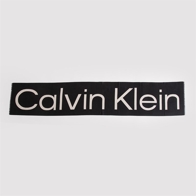 Calvin Klein Womens Bold Logo Two Tone Scarf Black