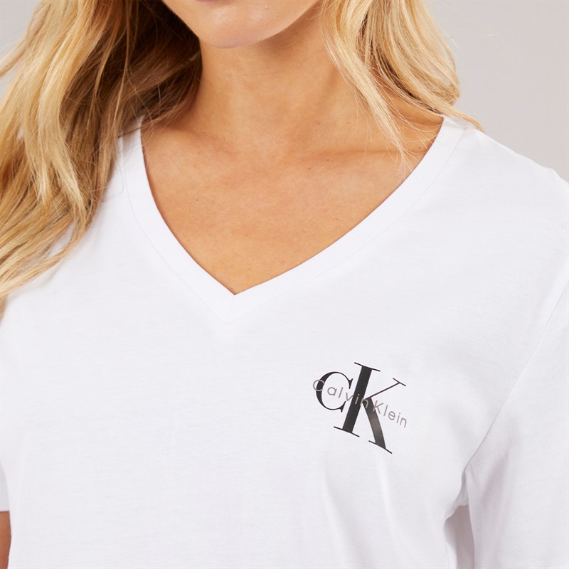 Calvin Klein Womens Logo Two Pack T-Shirts Brilliant White