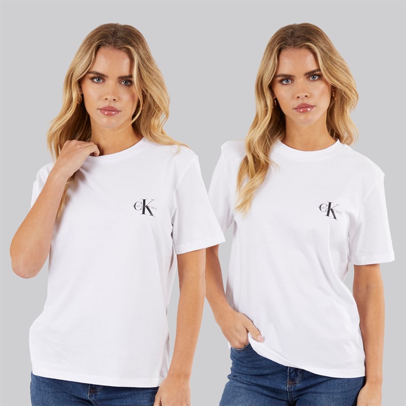 Calvin Klein Womens Logo Two Pack T-Shirts Brilliant White