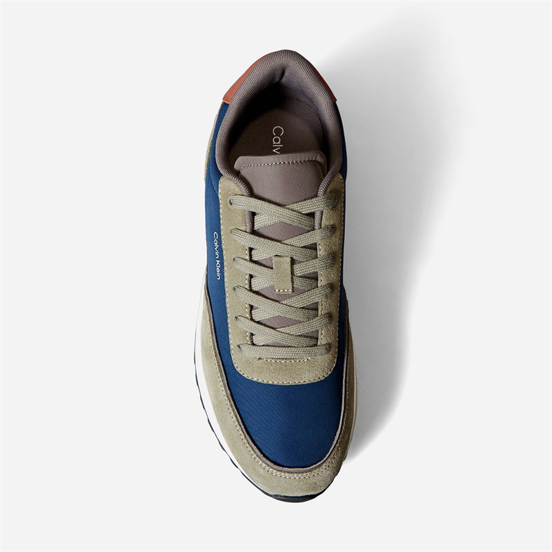Calvin Klein Mens Colour Block Lace Up Trainers Smoke Olive/Moonlit Ocean/Brick
