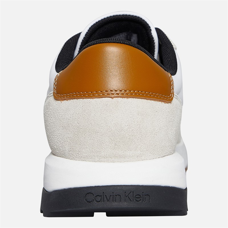 Calvin Klein Mens Colour Block Lace Up Trainers Stony Beige/White/Dried Oregano