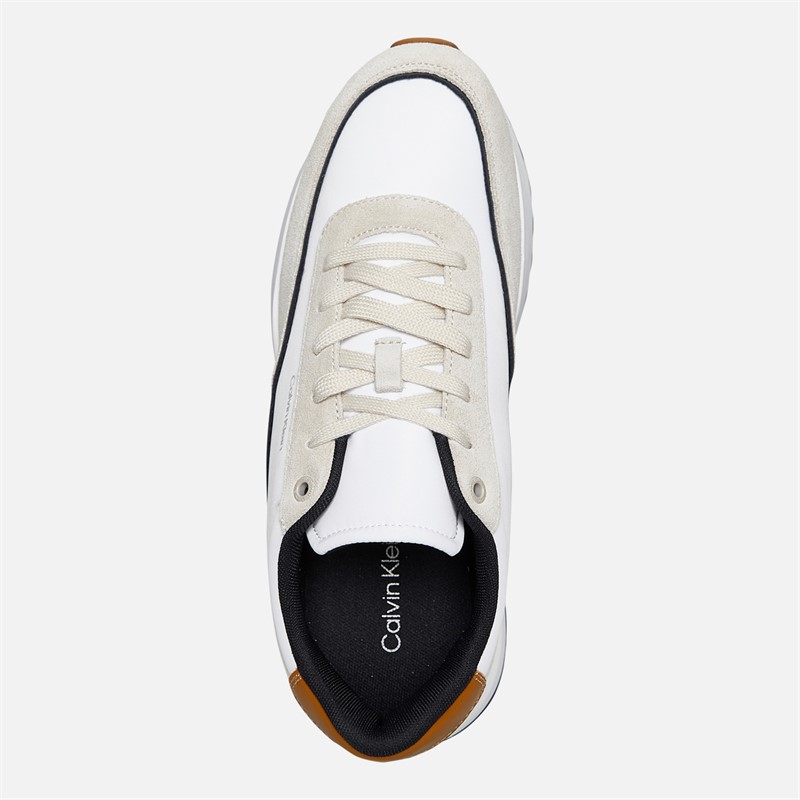 Calvin Klein Mens Colour Block Lace Up Trainers Stony Beige/White/Dried Oregano