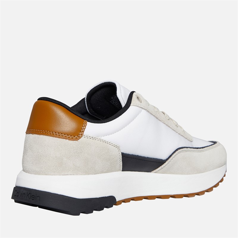Calvin Klein Mens Colour Block Lace Up Trainers Stony Beige/White/Dried Oregano