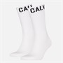 Calvin Klein Mens Ribbon Logo Two Pack Socks White